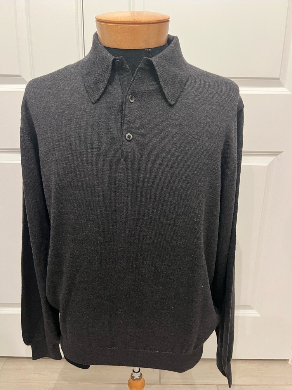 JOHN W. NORDSTROM Men’s L 100% Extrafine Merino Wool Polo Sweater Made Italy